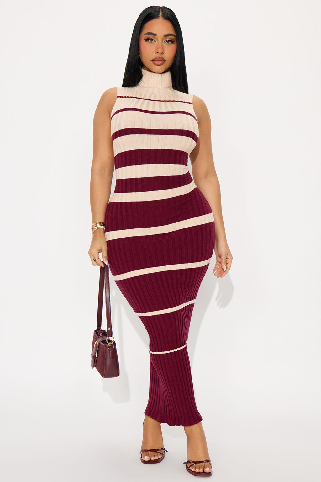 Ever Yours Ribbed Maxi Dress - Black/White