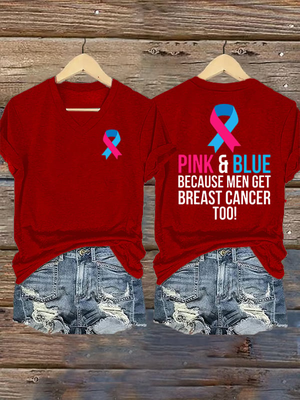 Women's  Casual Breast Cancer Print  T-Shirt