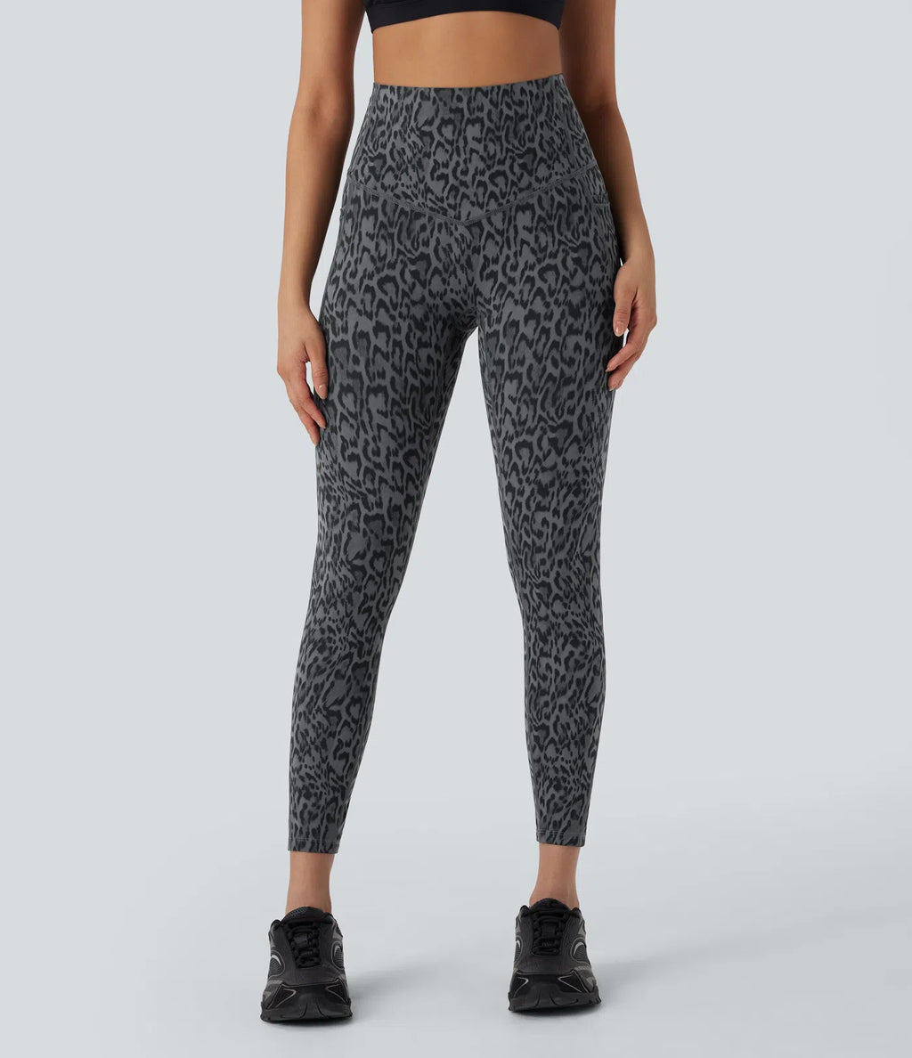 UltraSculptTM Leopard Print High Waisted Tummy Control Yoga Leggings with Pockets