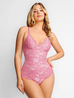 Popilush Basic Full Lace Built in Shapewear Bodysuit Women Vneck Compression Sleeveless Thong Tummy Control Backless Adjustable Sexy Bodysuit Womenswear Summervibe