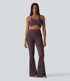 UltraSculptTM High Waisted Tummy Control Contrast Lace Yoga Flare Leggings with Pocket