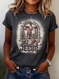 Women'S Casual Faith-Print Short-Sleeve T-Shirt