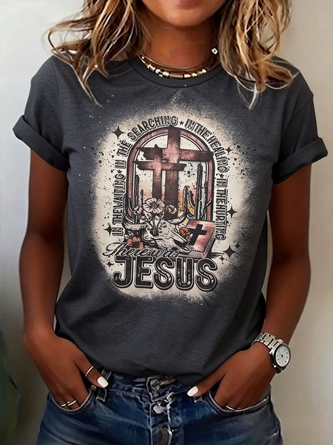Women'S Casual Faith-Print Short-Sleeve T-Shirt