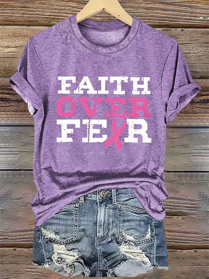 Women's  Faith Over Anxiety Breast Cancer Classic T-Shirt
