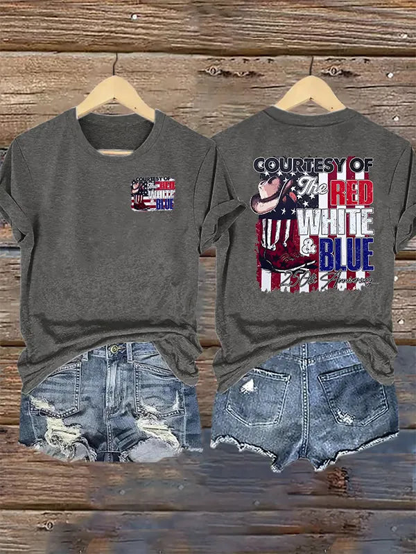 Women's  Courtesy Of Red White And Blue, 250th Anniversary Freedom T-Shirt