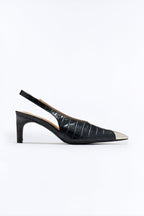 Kiros Croc Slingback Pumps - Black