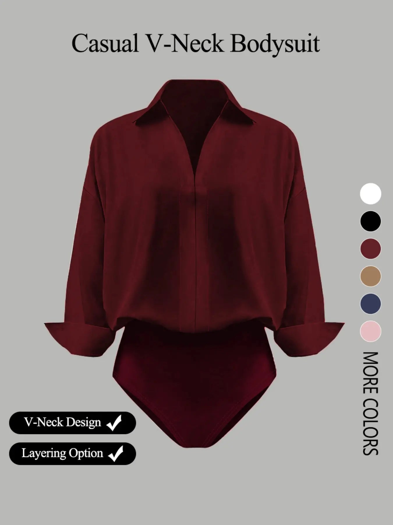 Women's Elegant V-Neck Long-Sleeved Jumpsuit