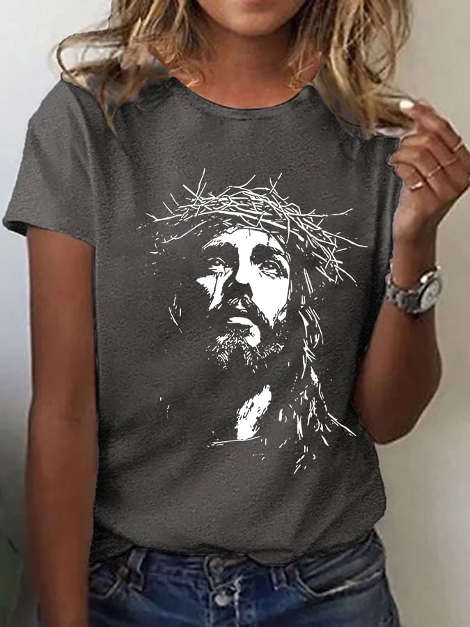 Women'S Casual Faith In Jesus Short Sleeve T-Shirt