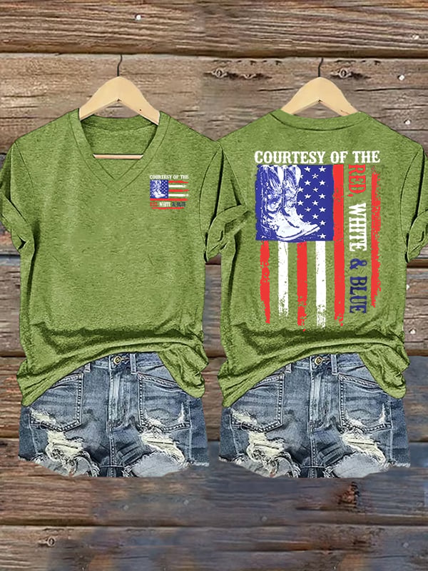 Women's  Courtesy Of Red White And Blue 250th Anniversary Flags T-Shirt
