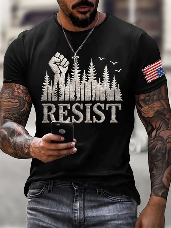 Men's Retro Resist Save The Forest Service Print T-Shirt