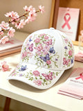 Unisex Breast Cancer Awareness Floral-Print Baseball Cap