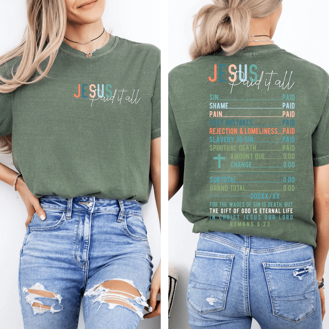 Women's  Jesus Paid It All Receipt Print T-Shirt
