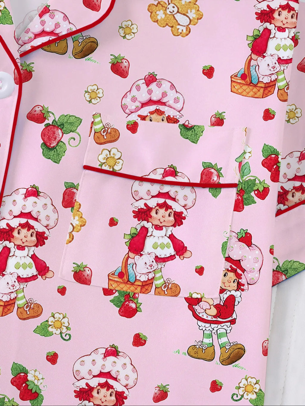 Women's Strawberry Cartoon Print Sleepwear Loungewear Set