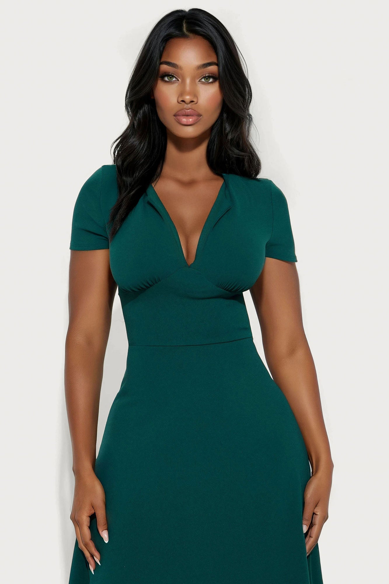 Charolette Short Sleeve Midi Dress - Black