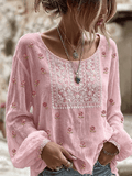 Women's Vintage Floral Breast Cancer Print Top