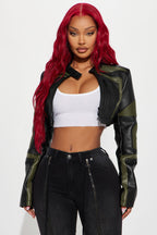 Not Like The Rest Faux Leather Moto Jacket - Black/Red