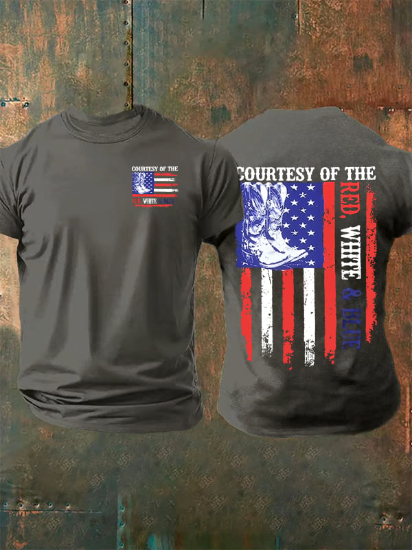 Men's  Courtesy Of Red White And Blue 250th Anniversary Flags T-Shirt
