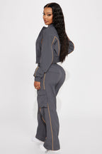 Steal The Moment Windbreaker Pant Set - Charcoal/combo