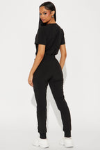 Full Shift Stretch Jogger Scrub Uniform Jumpsuit - Black