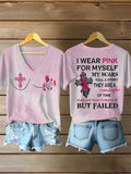 Women's Breast Cancer Awareness Print Round Neck T-Shirt