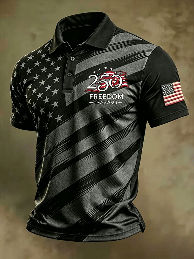 Men's USA 1776-2026 Freedom Printed Polo Shirt