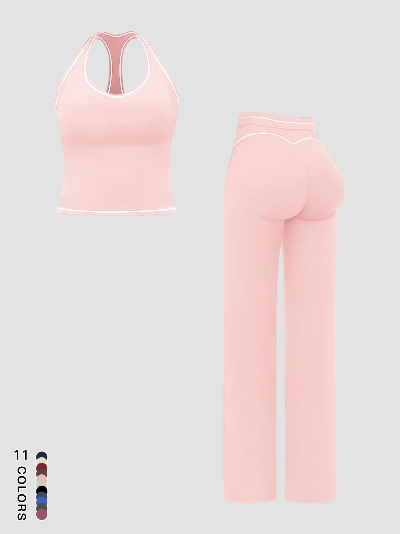 Sports Women's Quick-Dry Halter Tank Top Outdoor Yoga Tummy-Control Flared Pants Casual Active Wear for Spring and Fall
