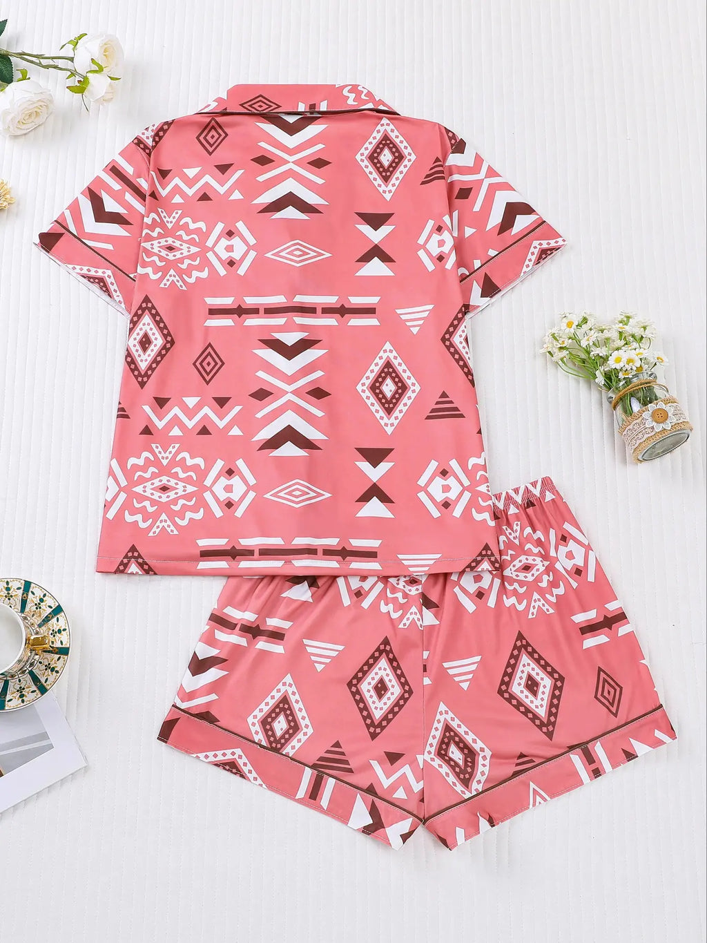 Women's Button Up Shirt & Shorts Pyjama