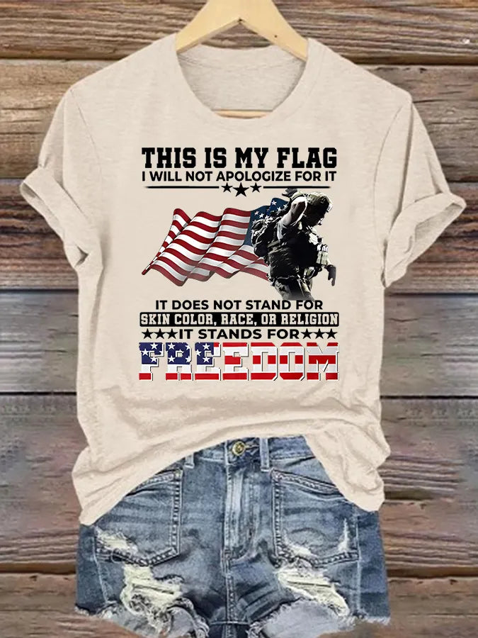 Women's  THIS IS MY FLAG Print T-Shirt