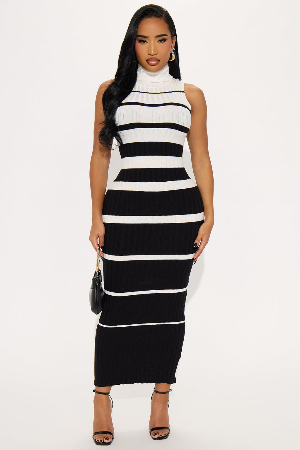 Ever Yours Ribbed Maxi Dress - Black/White