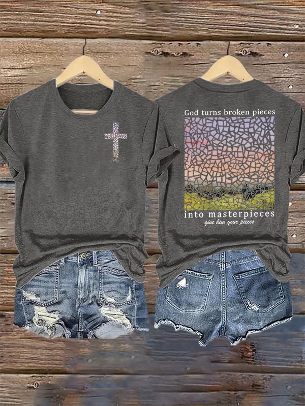 Women's  God Turns Broken Pieces Into Masterpieces Christian Tops Comfort Colors T-Shirt