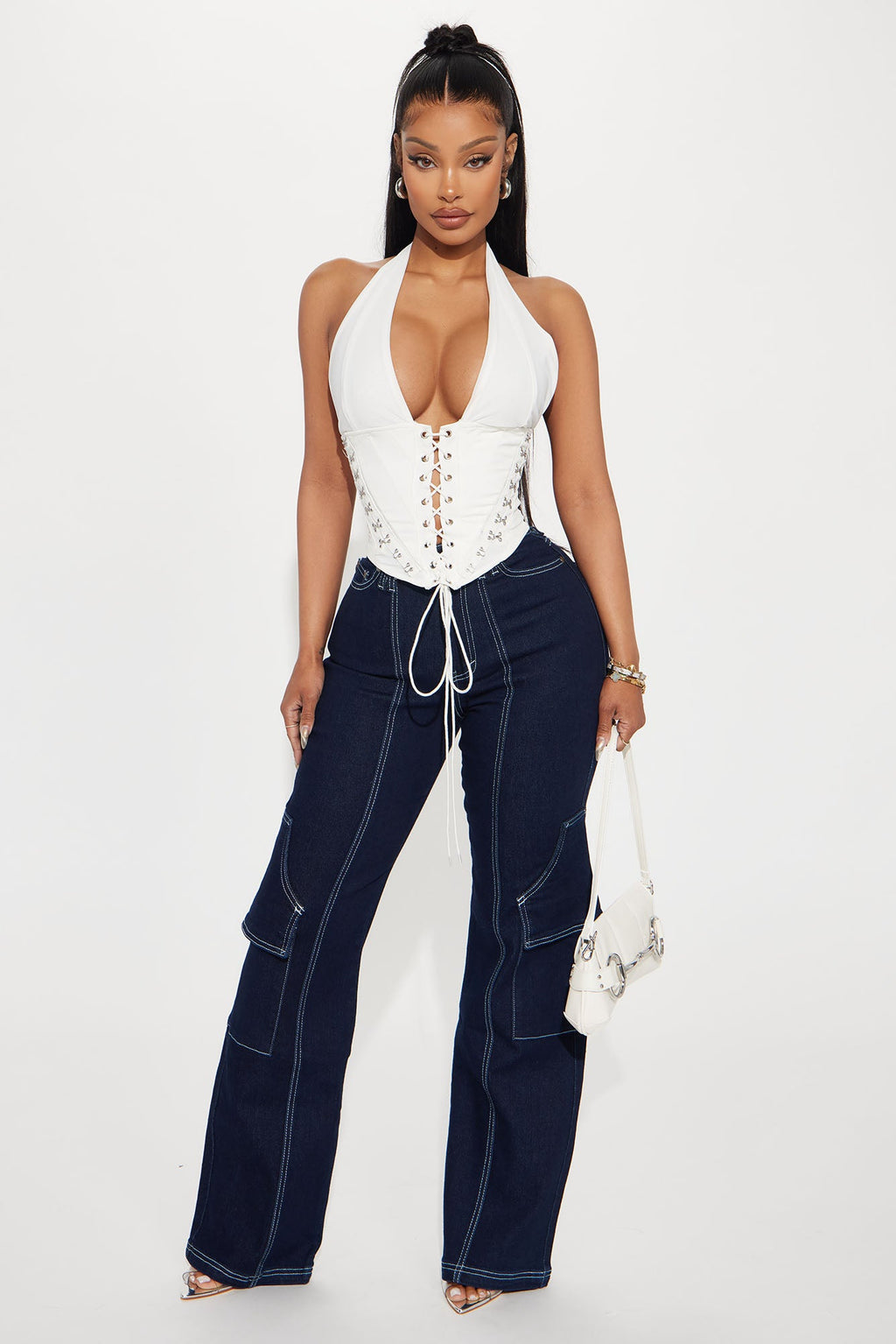 Alexis Lace Up Halter Top - Black