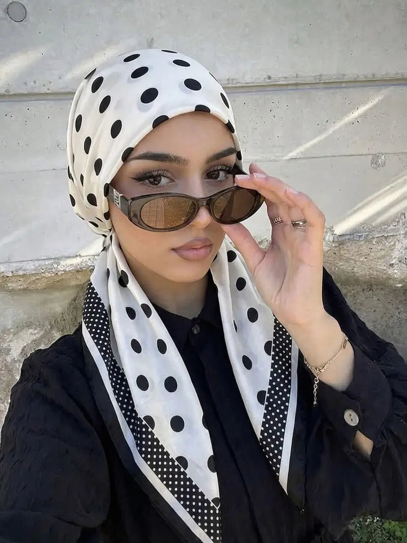 Women's Square Hijab Scarf - Color Block Print Turban