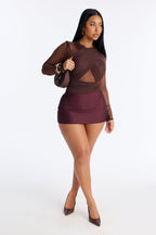 Serena Mesh Bodysuit - Chocolate