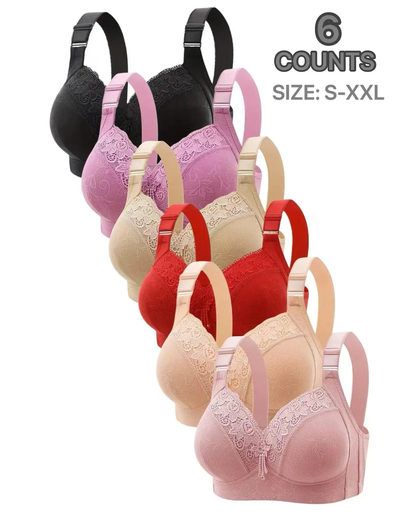 Women's Contrast Lace Push Up Bra, Adjustable Strap Bra, Soft Comfortable Breathable Casual Everyday Lingerie for All Seasons