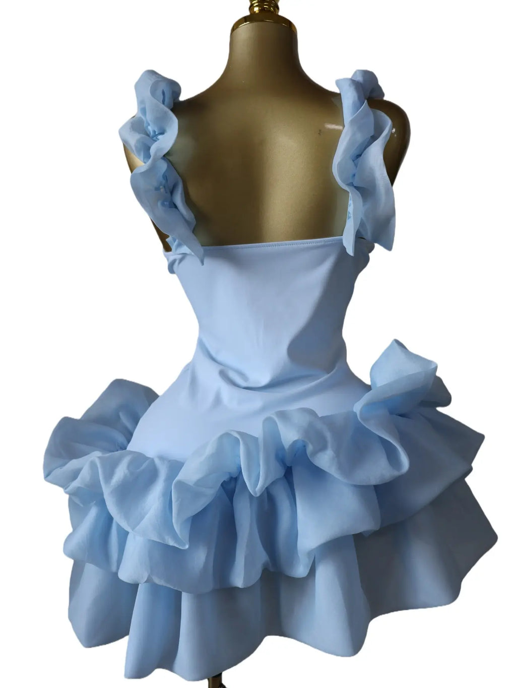 Women's Elegant Sleeveless Ruffled Hem U-Neck A-Line Mini Dress, Fashion Party Formal Evening Dress, Trendy Feminine Birthday Dress
