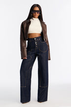 All Trades Utility Wide Leg Jeans - Dark Denim