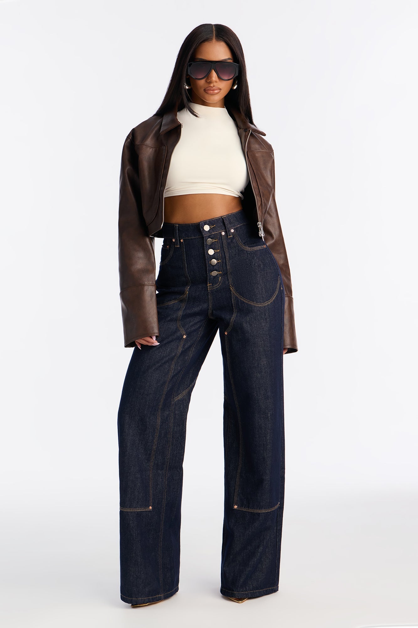 All Trades Utility Wide Leg Jeans - Dark Denim