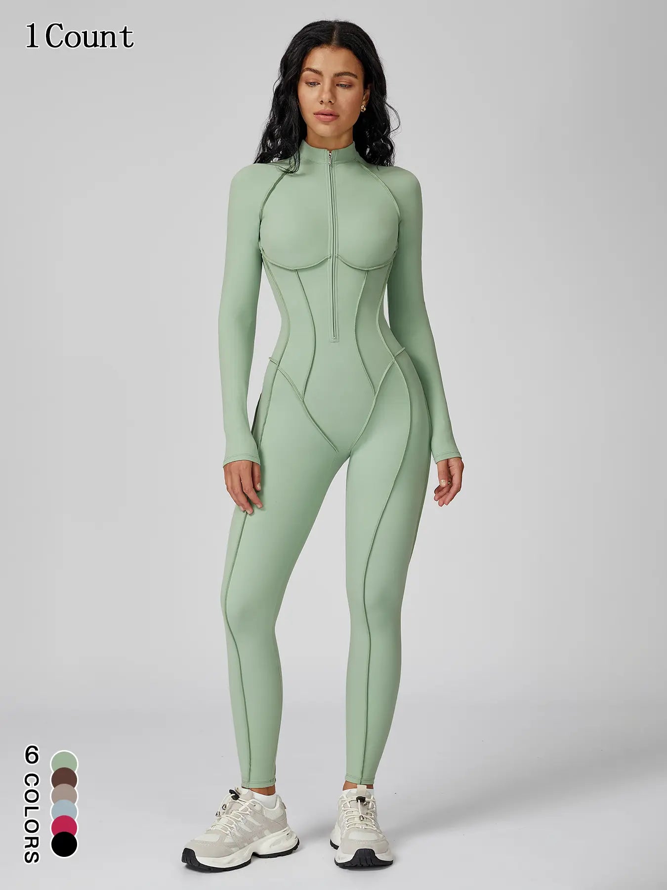 Women's Zipper Mock Neck Shapewear Bodysuit - Slim Fit