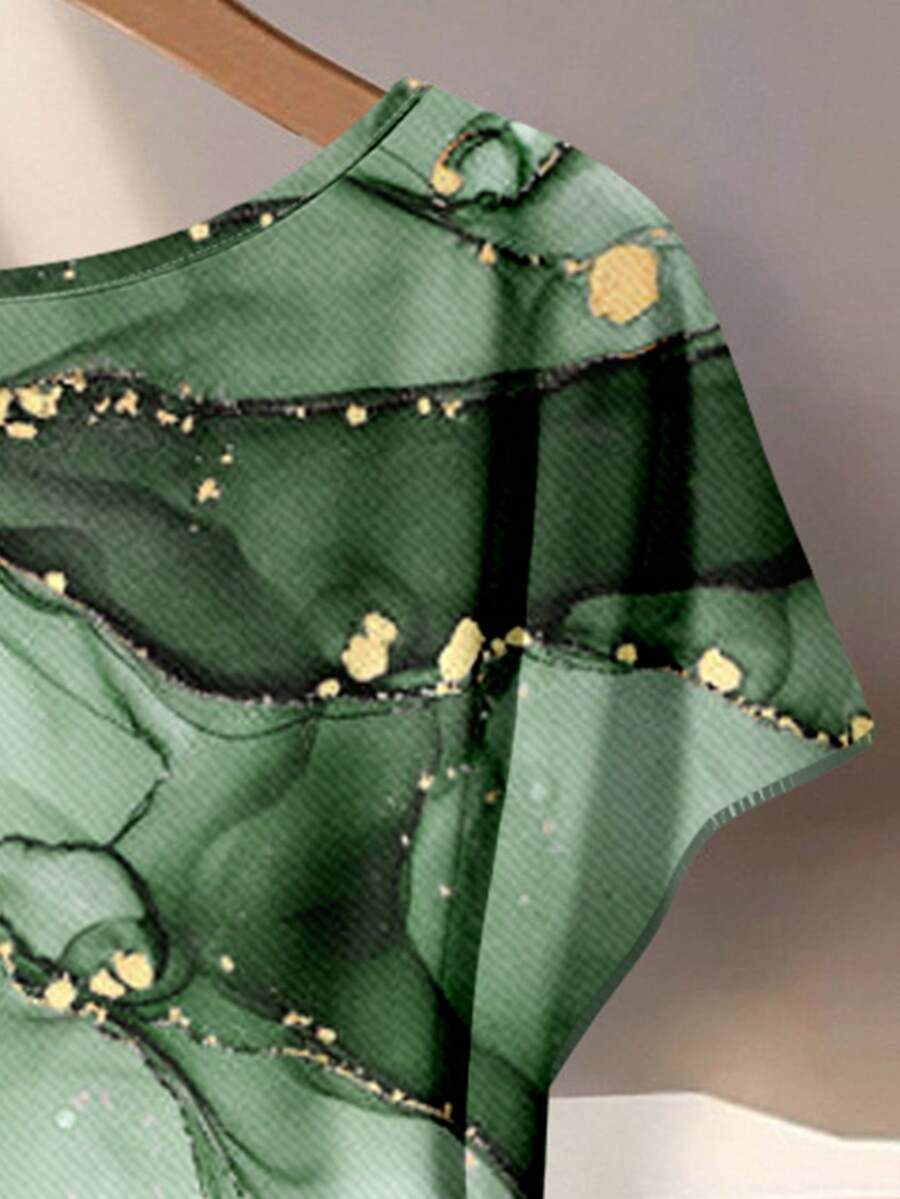 Women's Aqua Blue Summer Casual Vacation Holiday 2 Pieces Set,Abstract Floral Pattern Shirt With Tie Bow & Loose Straight Leg Pants,Vintage Style