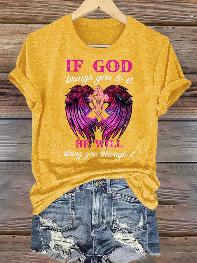 Women's  Faith & Strength: 'My God Is Stronger Than Breast Cancer' T-Shirt