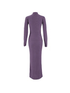 Women's Plain Solid Long Sleeve Bodycon Dress, Casual Fashion Mock Neck Maxi Dress for Daily Wear, Ladies Clothes for Spring