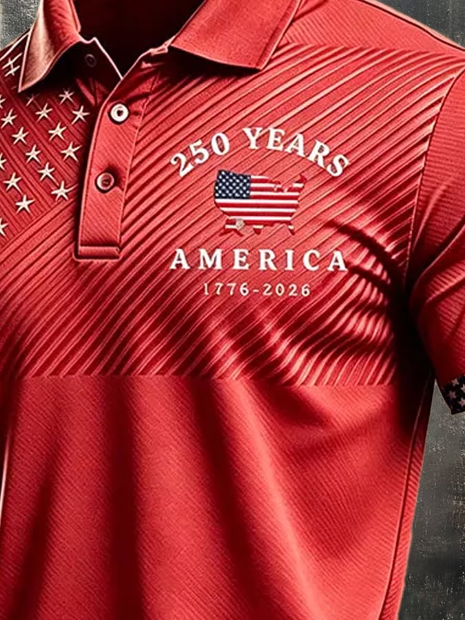 Men's Retro "Patriot" Color-Block Short-Sleeve Polo Shirt