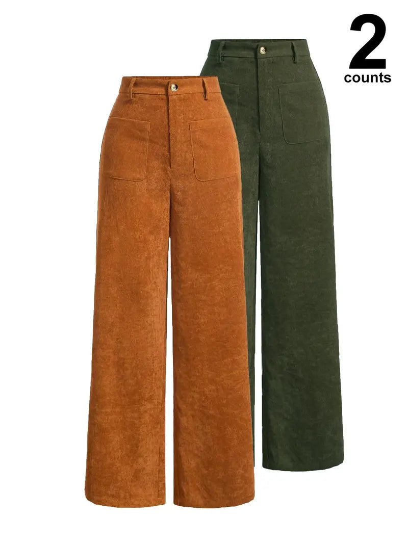 Women's High Waist Wide Leg Button Front Pants