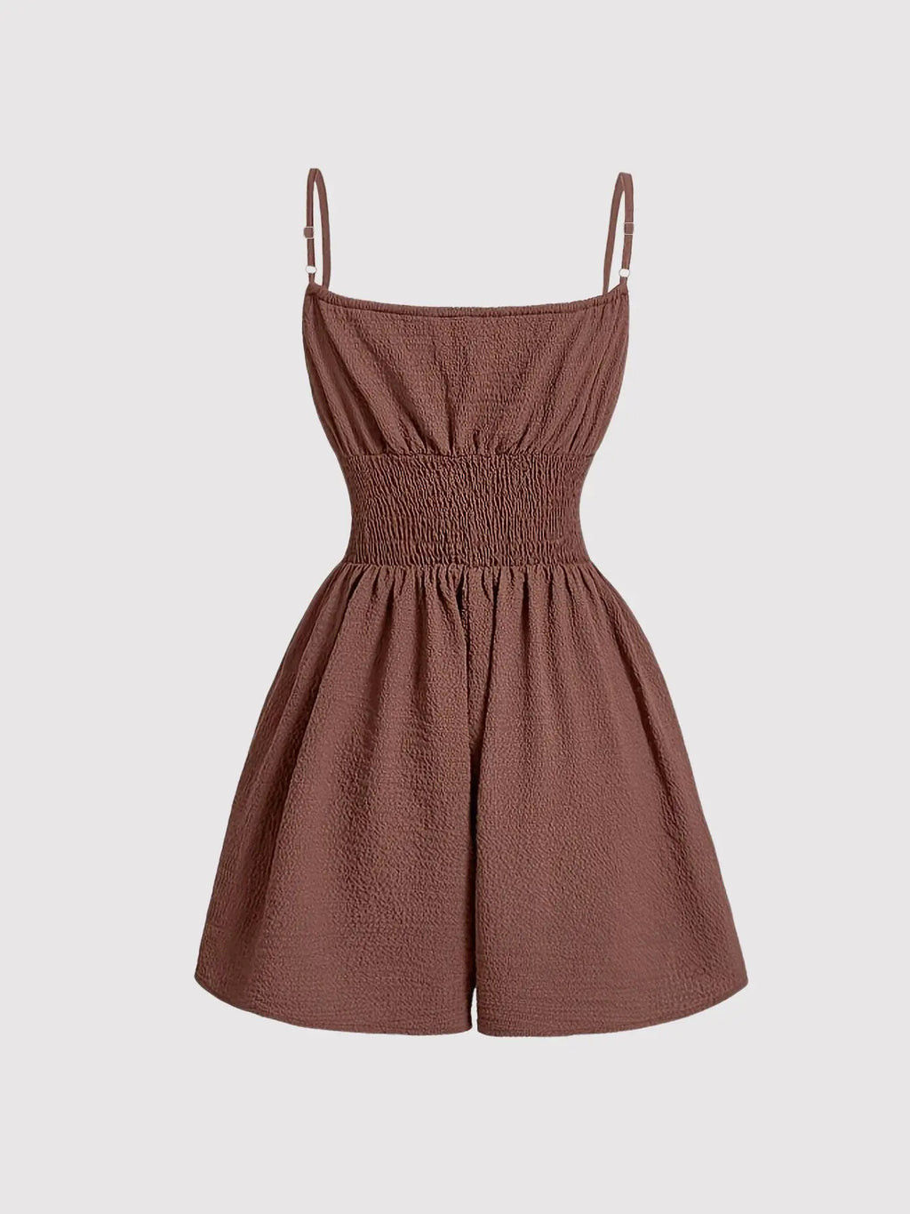 Women's Casual Sleeveless Romper with Front Tie and Elastic Waist