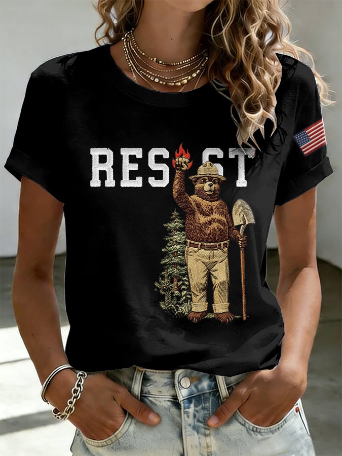 Retro Resist Save The Forest Service Print T-Shirt