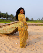 Milan Mesh Dress (Yellow Custom Print)