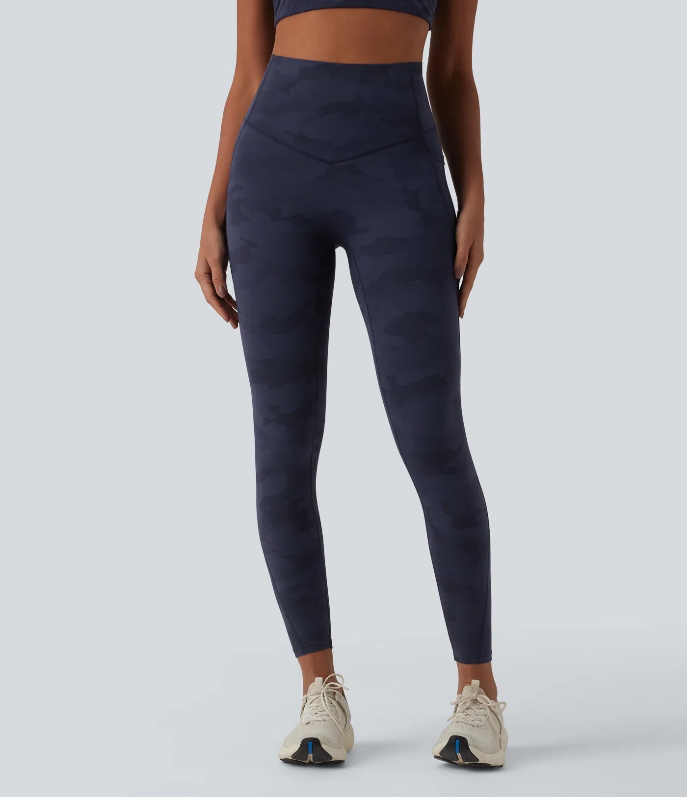 UltraSculptTM Camo Print High Waisted Tummy Control Running Leggings with Pockets