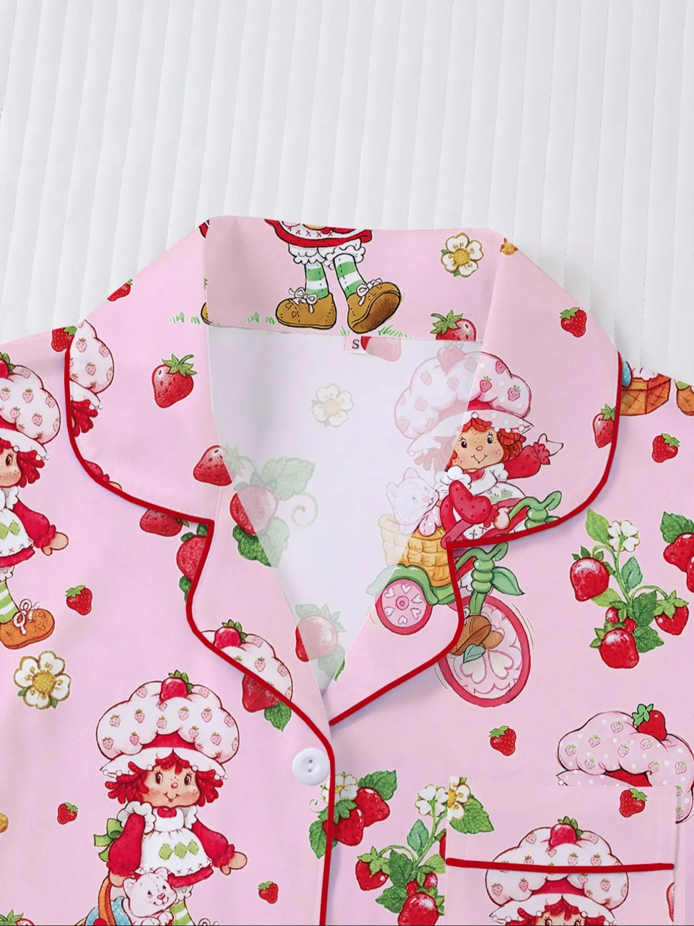 Women's Strawberry Cartoon Print Sleepwear Loungewear Set