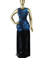 Women's Printed Ruched Stacked Bodycon Fitted A-Line Long Evening Dress, Fall Winter Holiday Party Gown, Elegant Chic Formal Party Wear, Prom Evening Gown, Bodycon Sleeveless Dress