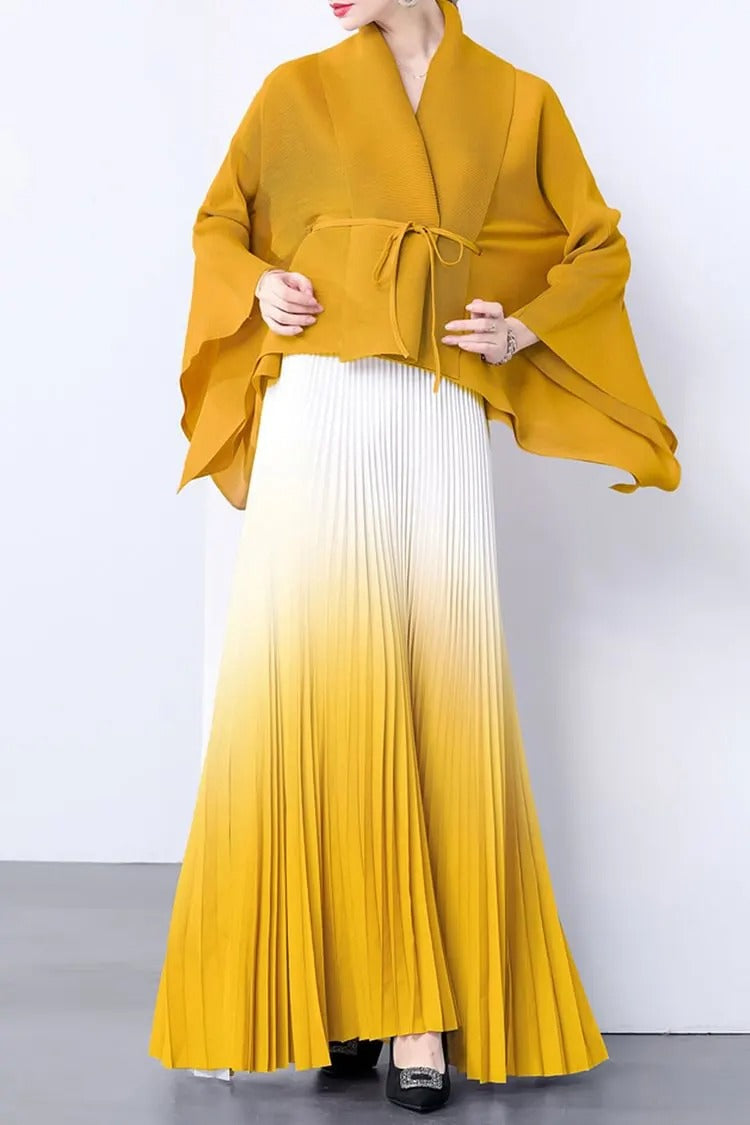 Elegant Pleated Skirt Two-Piece Set